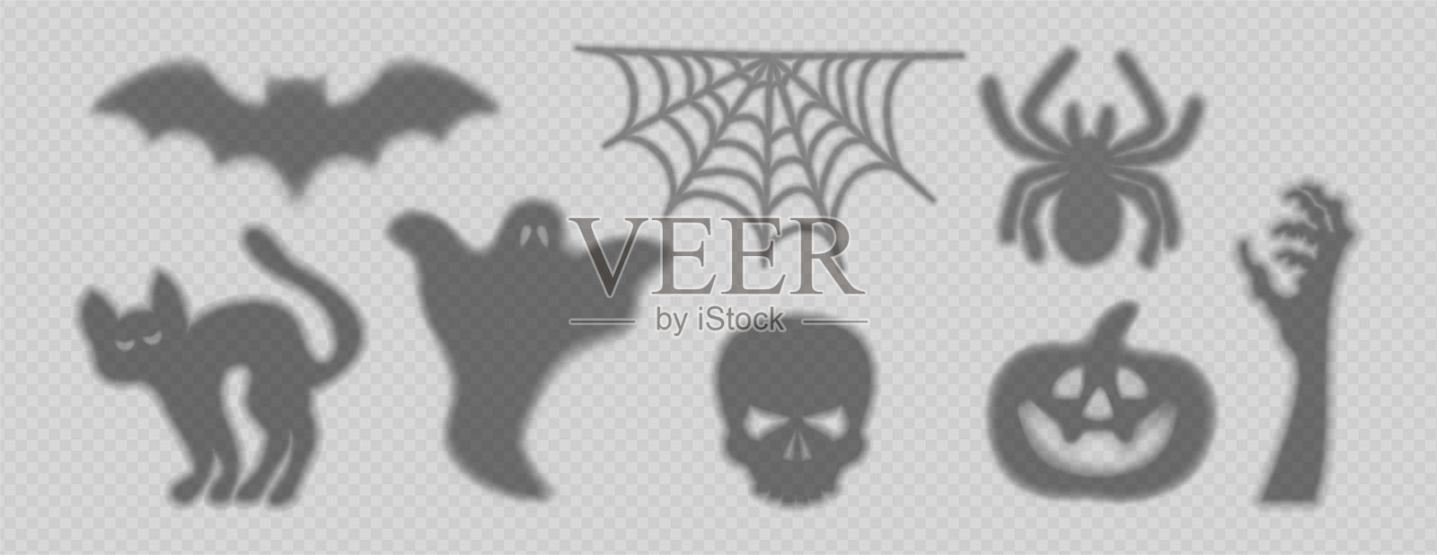 万圣节阴影组合,诡异和恐怖元素插画图片素材