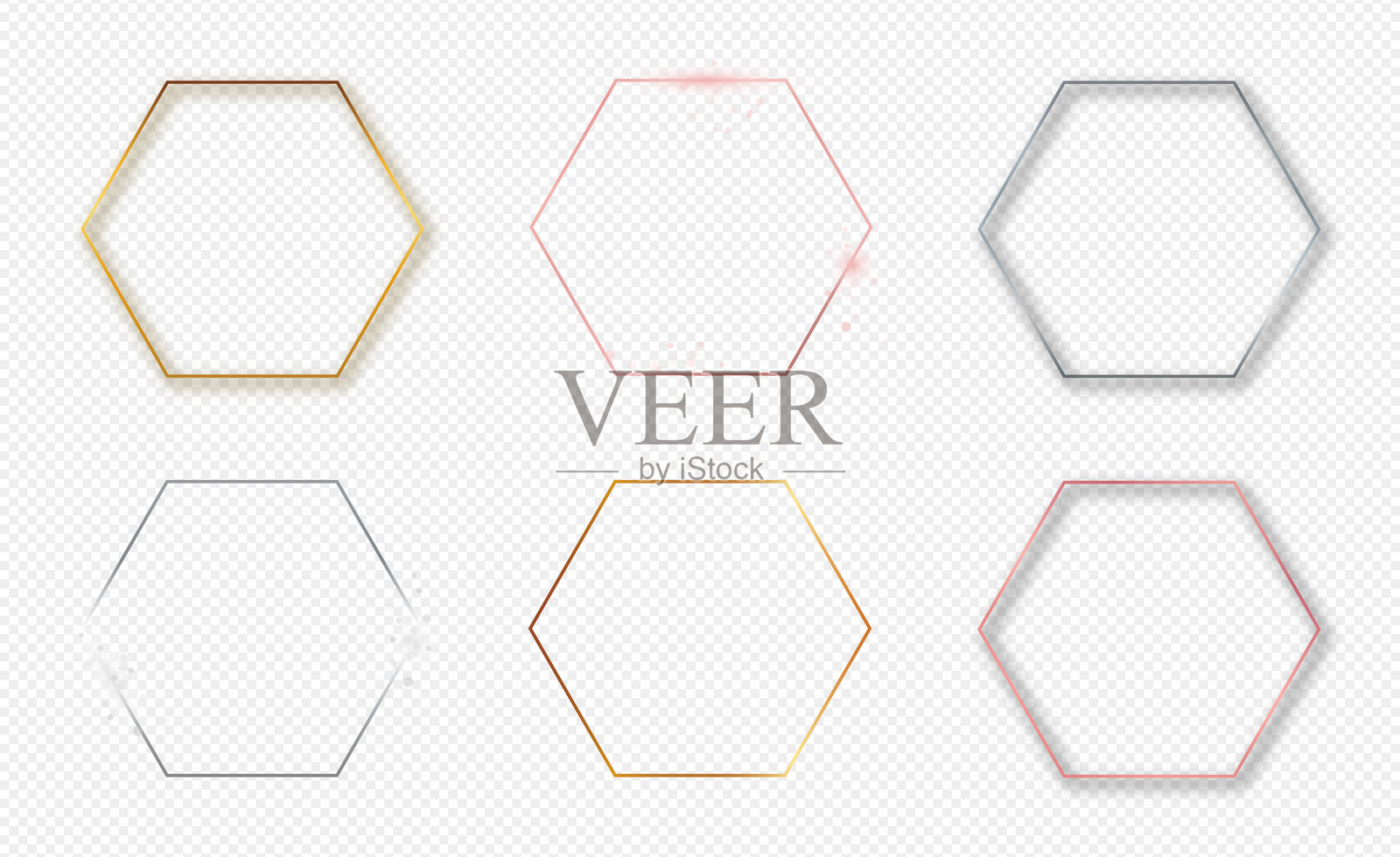 六边形边框集合插画图片素材