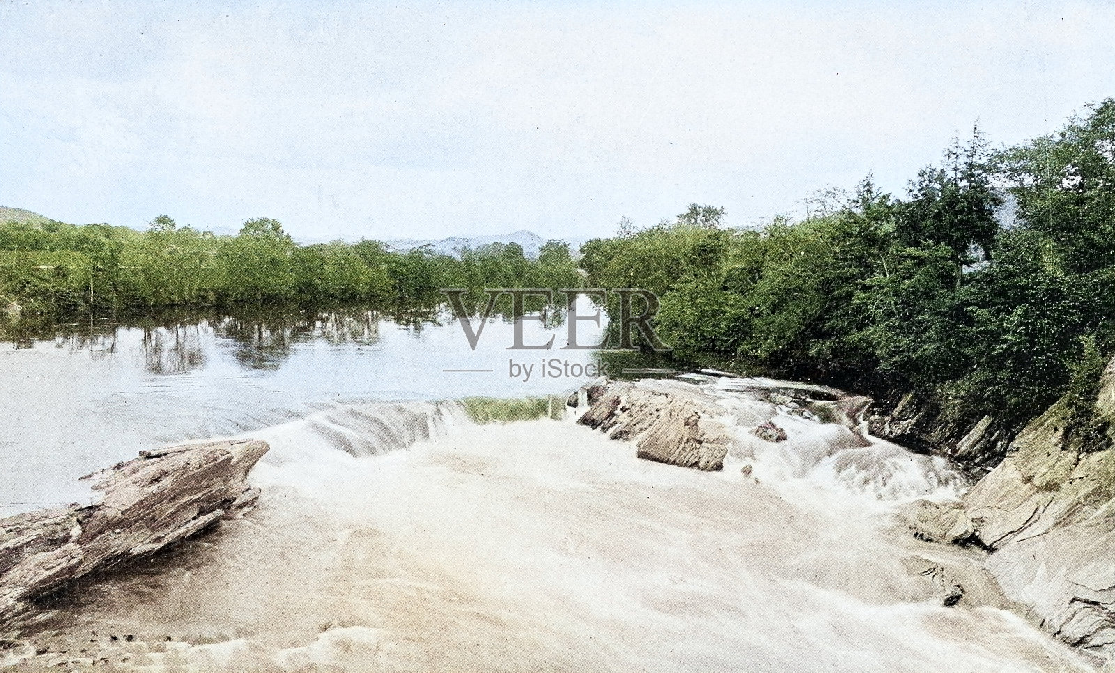 古董照片:哈乌萨托尼克河,莱恩斯维尔插画图片素材