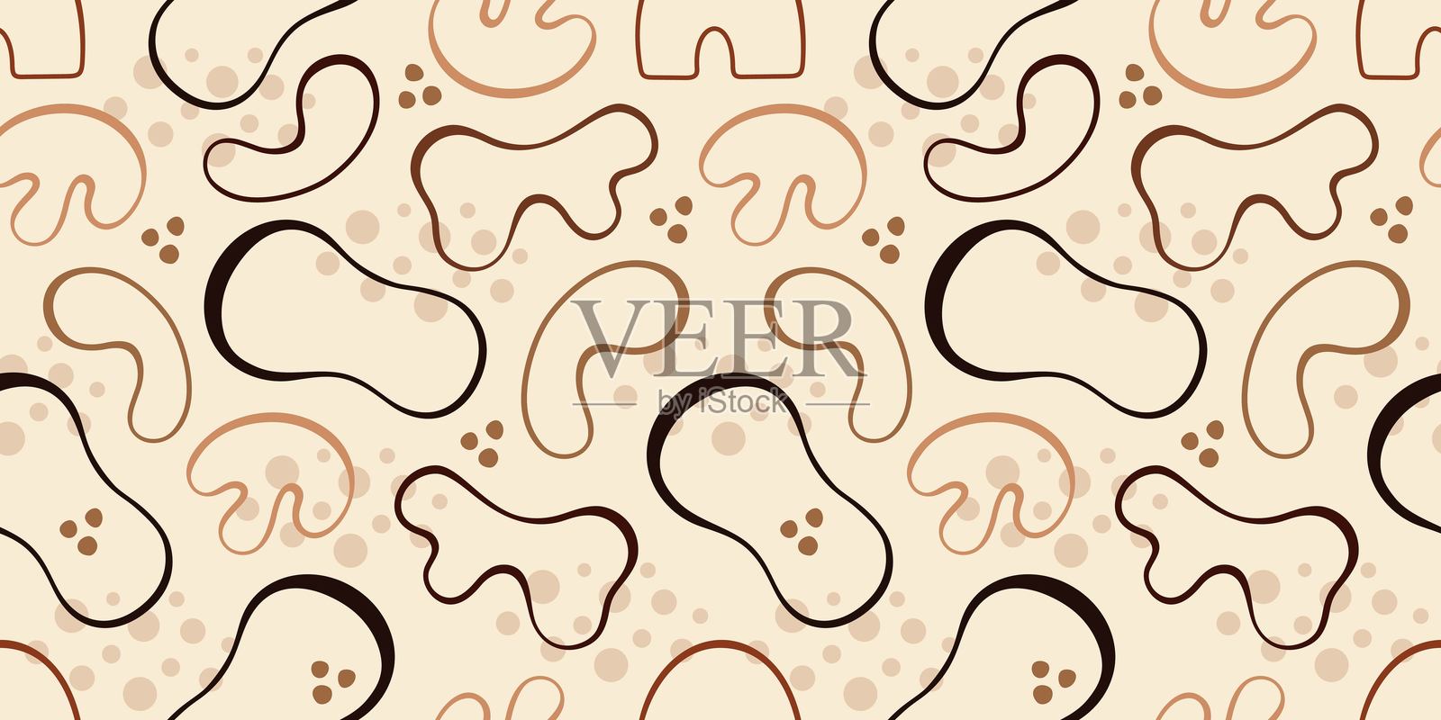 抽象图形、有机形态、斑点、线条的无缝图案。时尚抽象背景。矢量图插画图片素材