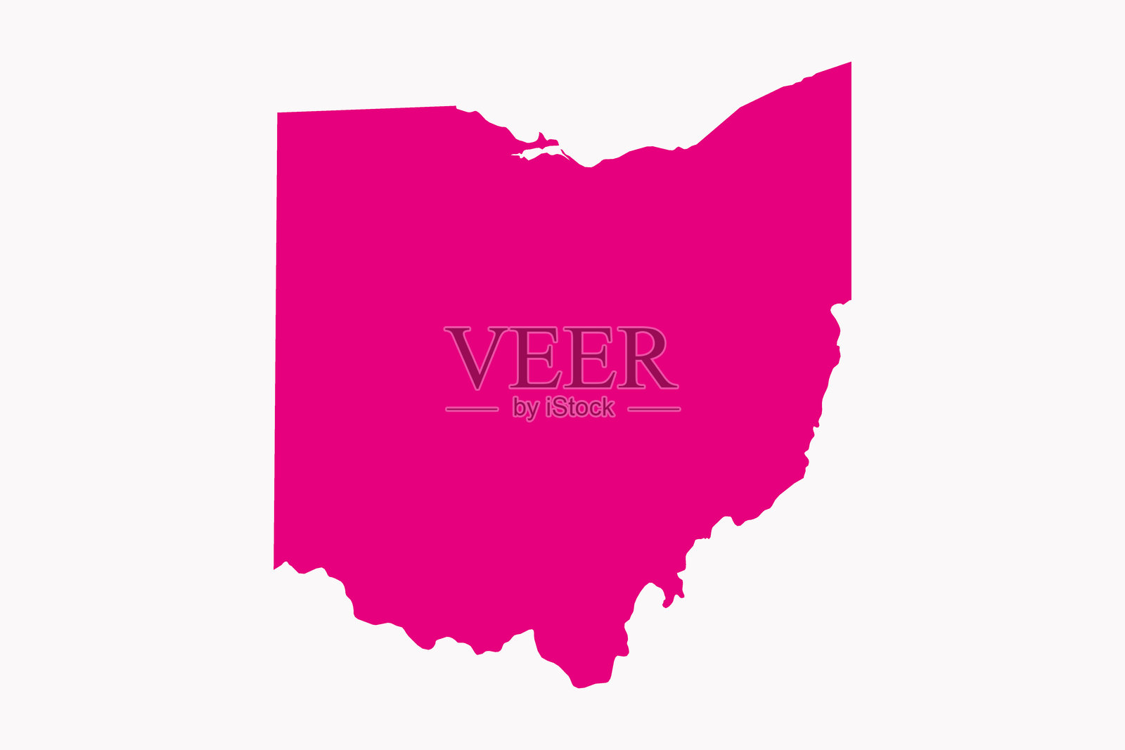 俄亥俄州详细轮廓地图的矢量图插画图片素材