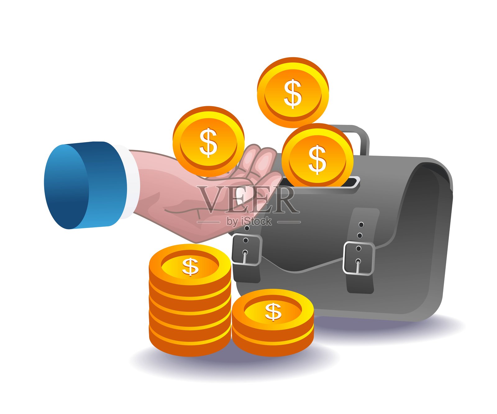 商业包中的储蓄象征着金融、投资和银行业务的概念插画图片素材