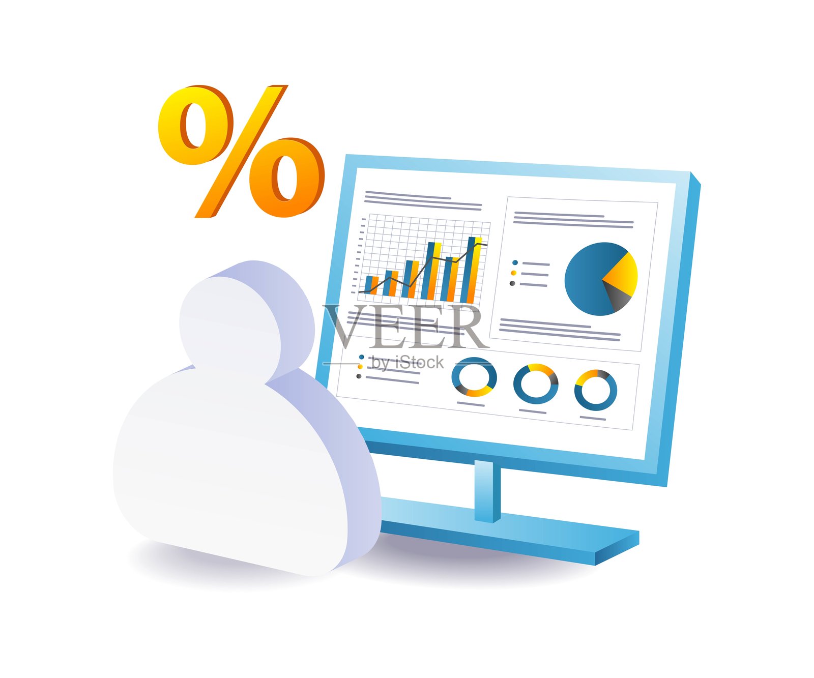 商务分析师的看板,展示财务数据概念插画图片素材