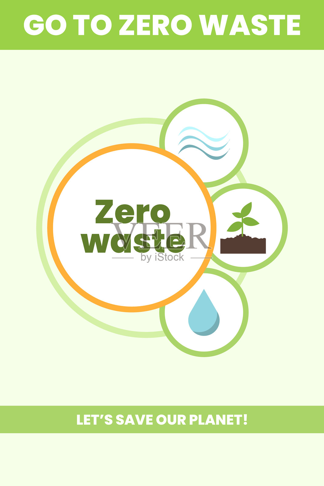 通过信息图表推广零浪费,建设更清洁、更健康的地球插画图片素材