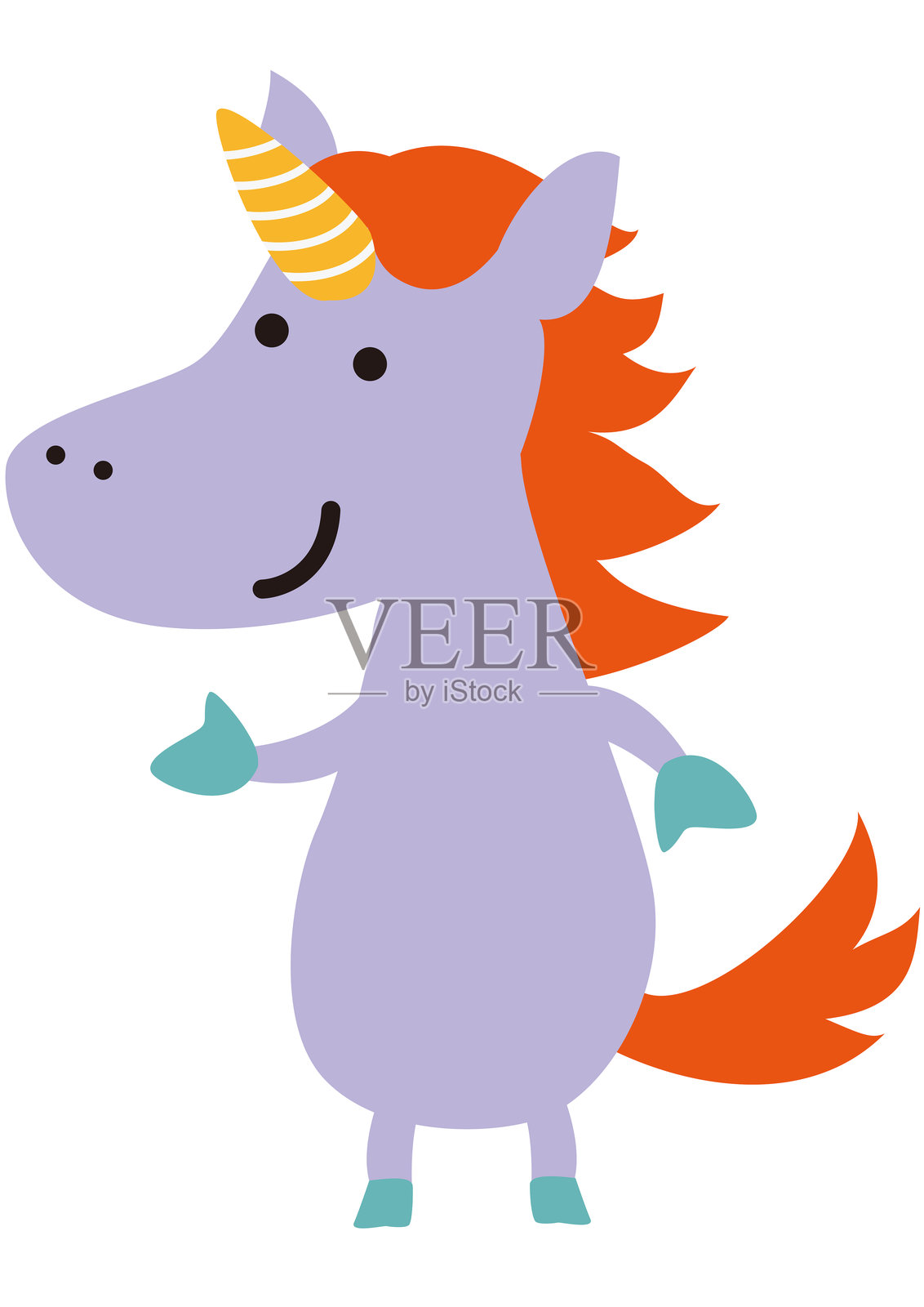 可爱的幻想动物独角兽角色插画图片素材