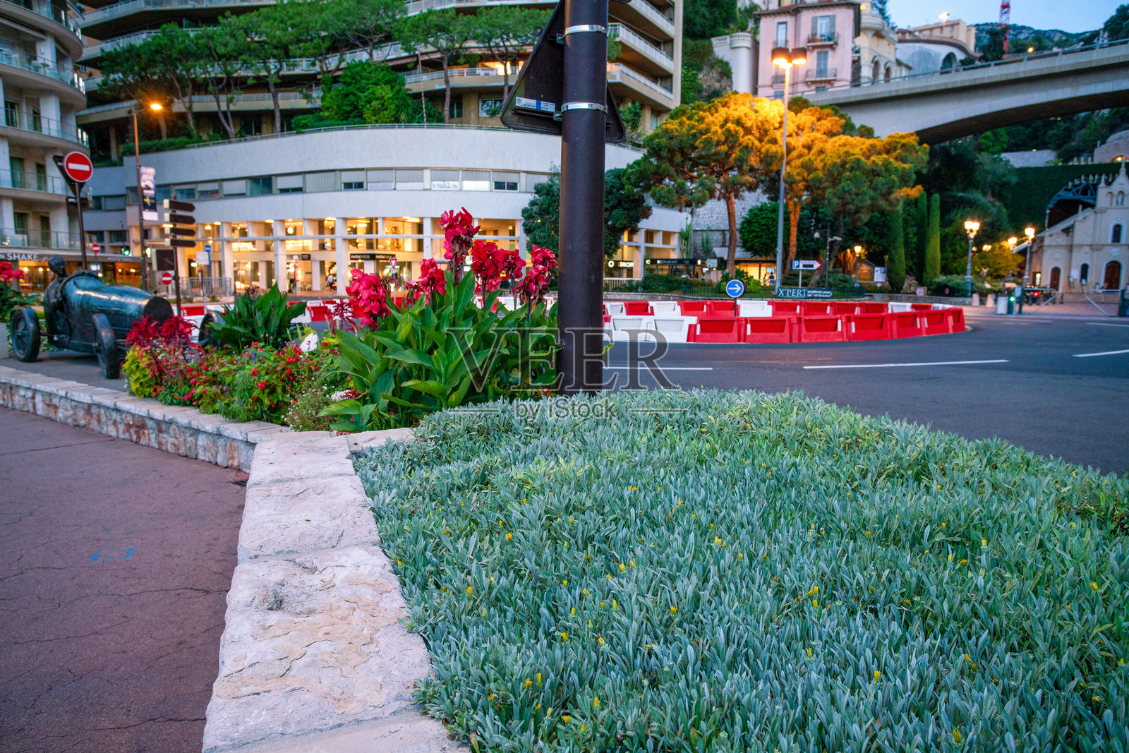 摩纳哥火车站旁市中心的马蹄莲照片摄影图片