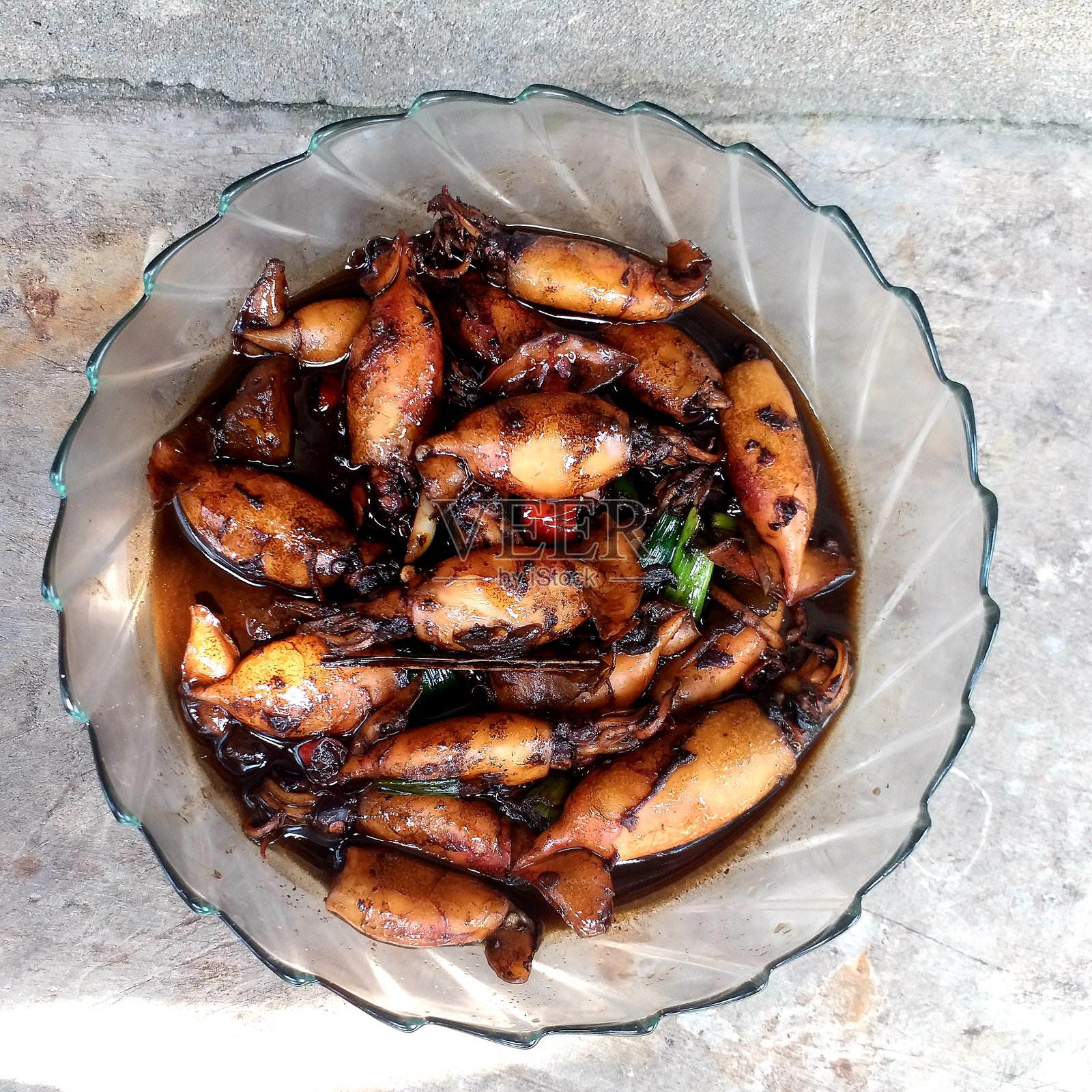 鱿鱼海鲜亚洲美食碗照片摄影图片