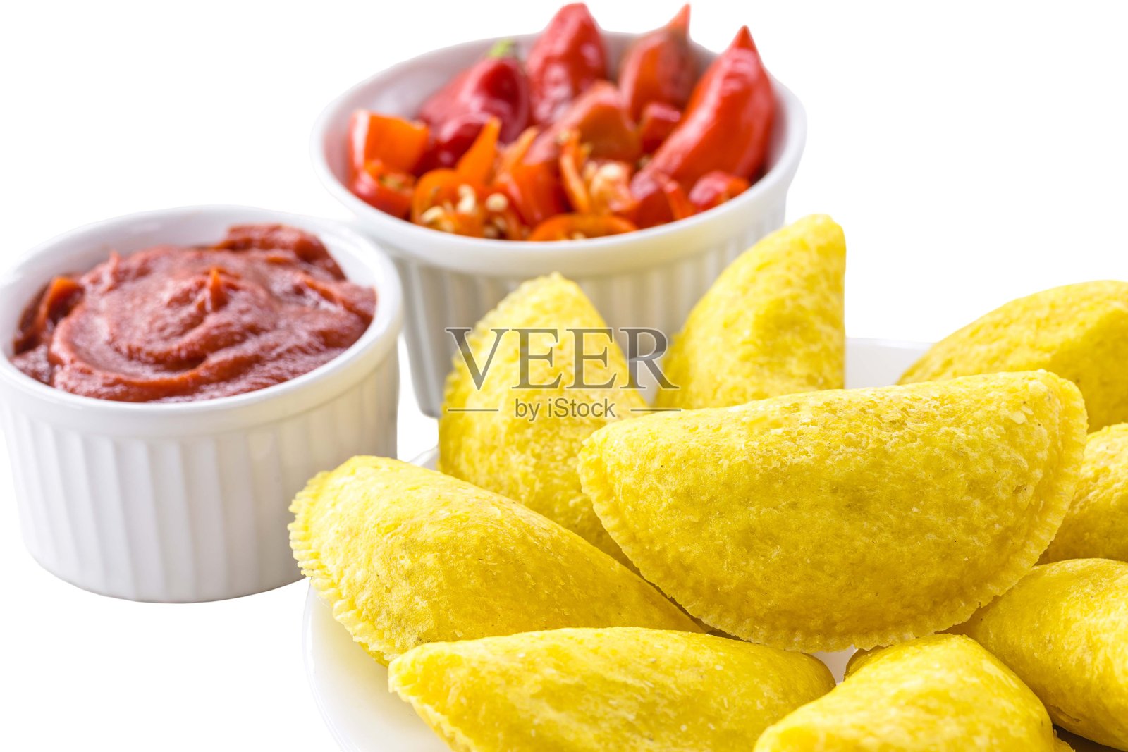 炸玉米手指,炸玉米粉糕点,孤立的白色背景,复制空间照片摄影图片