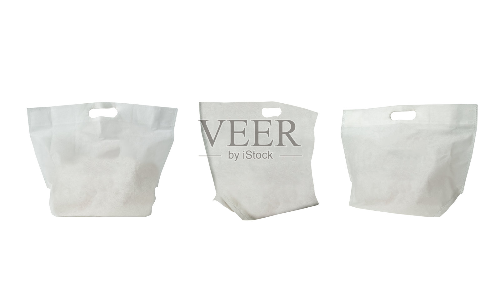 环保白色棉帆布托特包的集合,孤立在白色背景上。模型、模板或复制空间。可重复使用的购物袋,用于杂货和购物。照片摄影图片