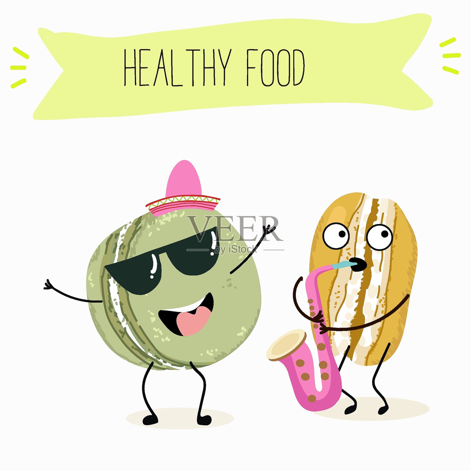 卡通马卡龙人物,手绘矢量插画。插画图片素材