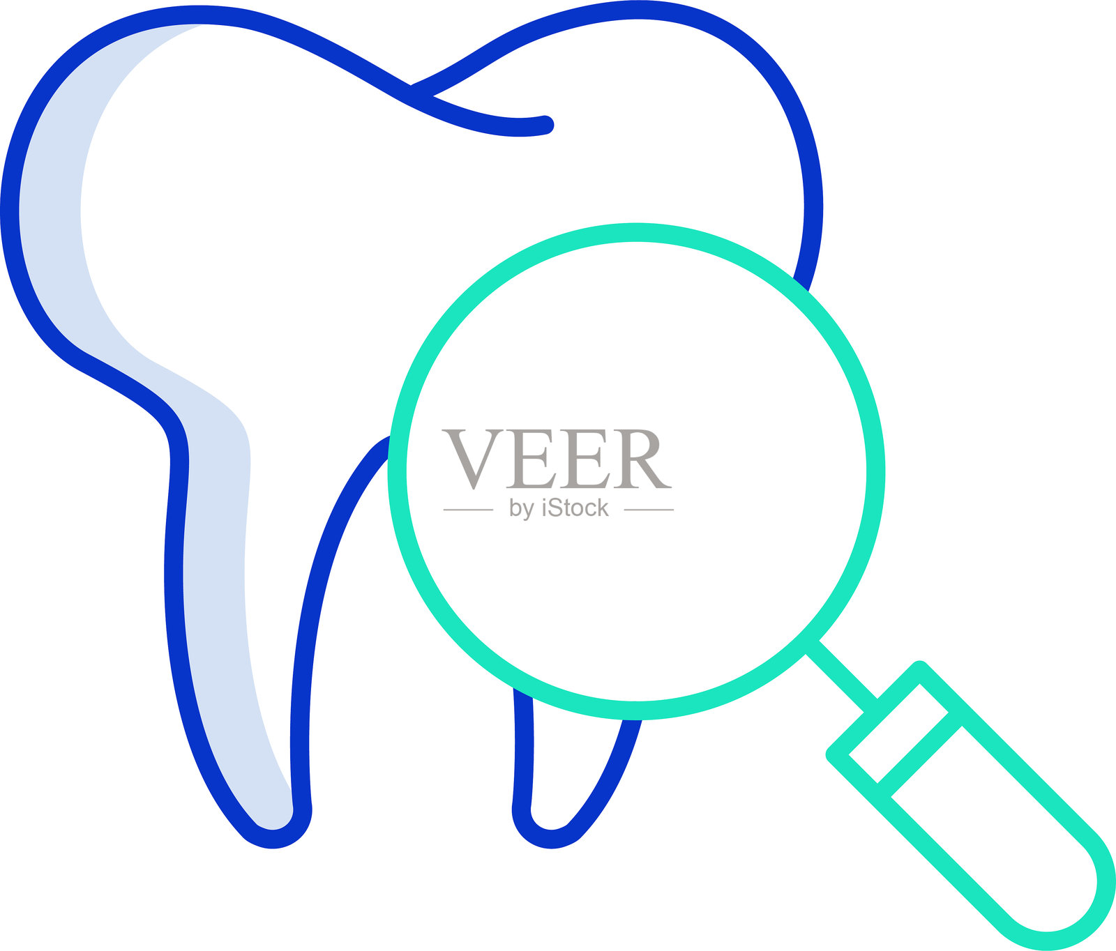 牙科检查彩色线条图标设计插画图片素材