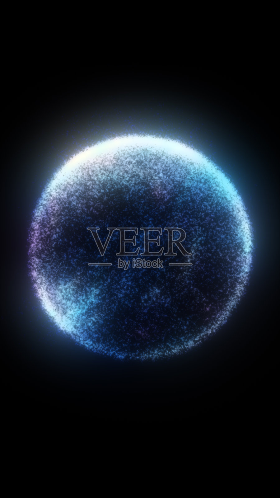 黑色背景上由无数发光粒子构成的抽象宇宙球体照片摄影图片