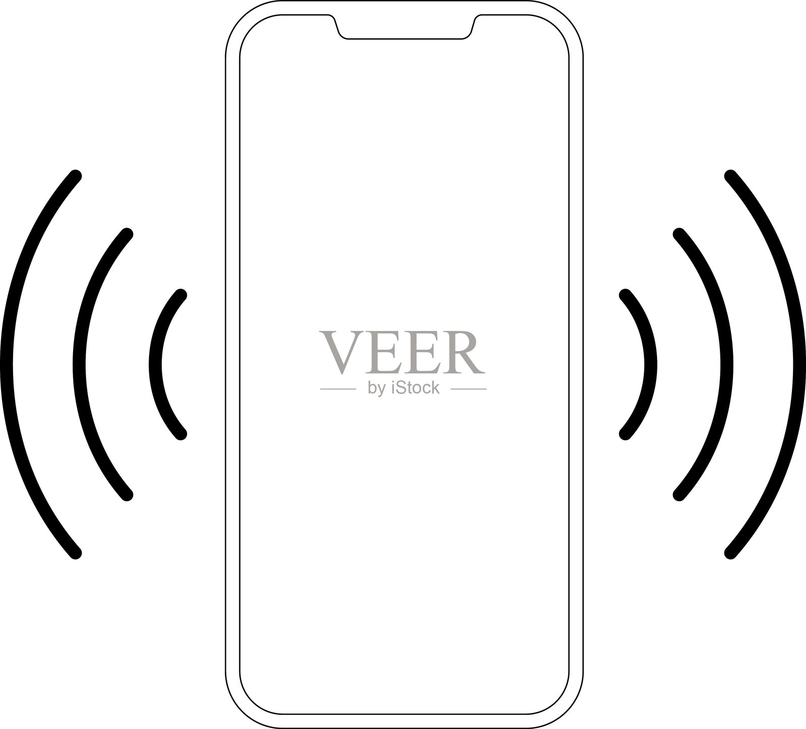 手机振动图标,铃声符号。手机振动铃声。轮廓线条绘制的现代智能手机。智能手机声音配置文件,应用程序和用户界面的振动模式图标集。矢量图。插画图片素材