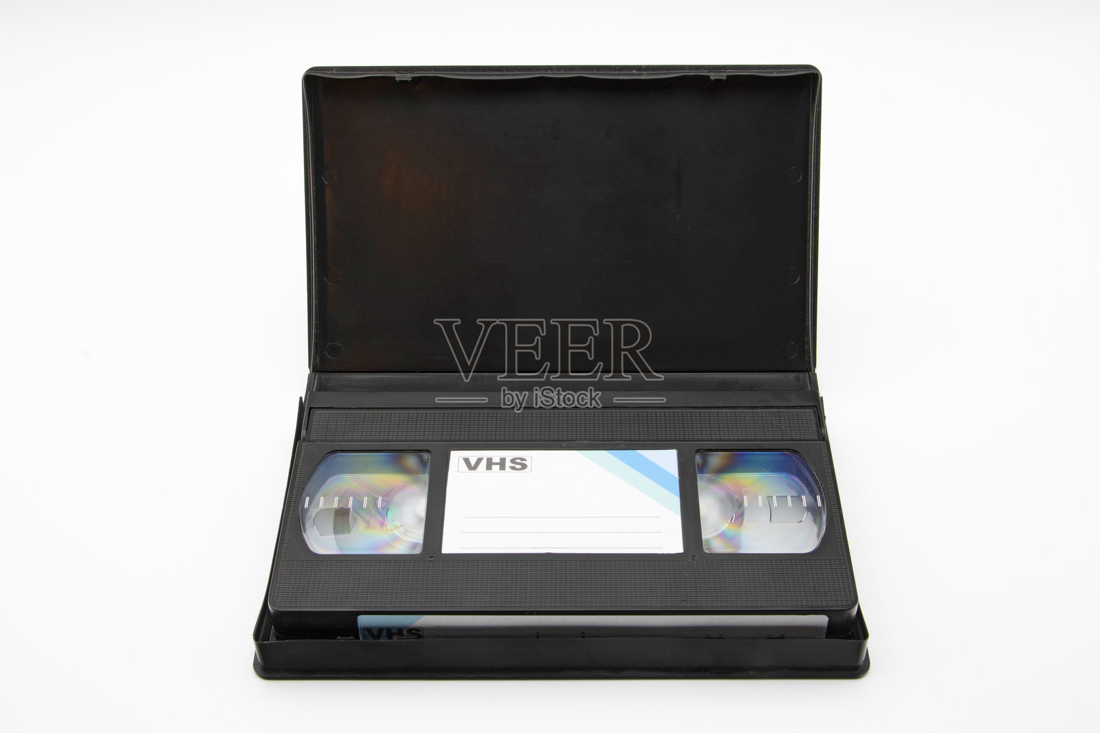 白色背景下,特写视频录像带的盒子,孤立拍摄。照片摄影图片
