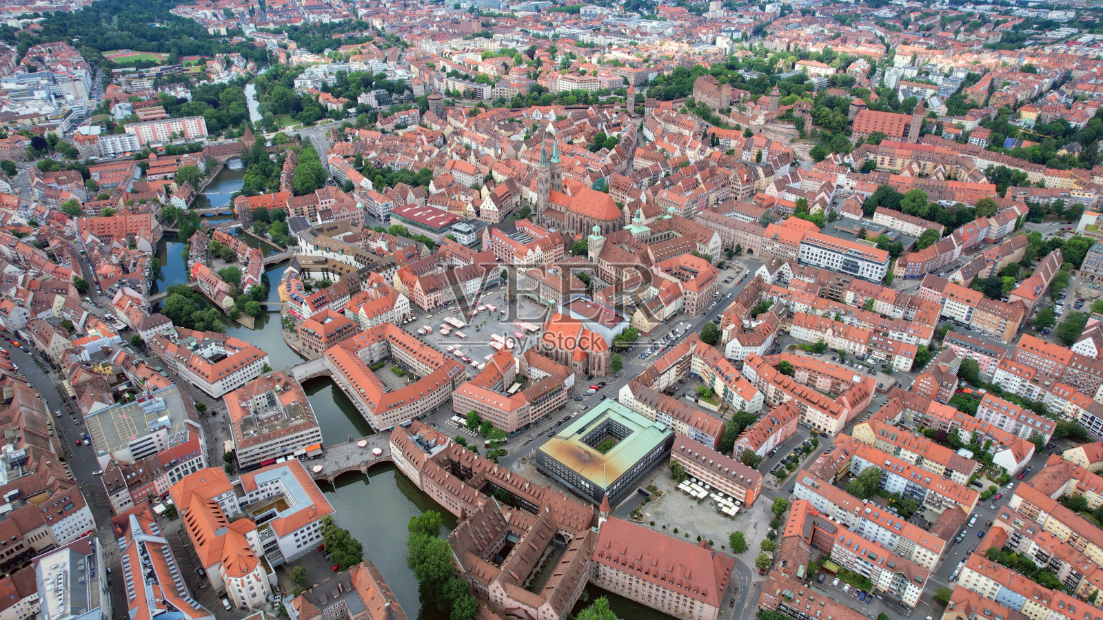 城市纽伦堡的空中视角照片摄影图片