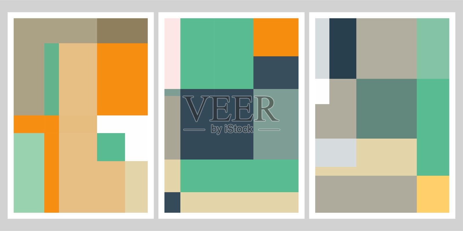 宣传册模板彩色方块几何图案设计横幅背景集插画图片素材