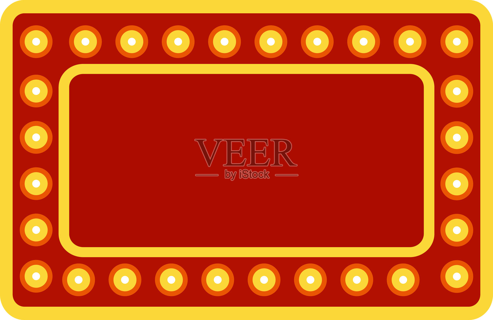 马戏团灯光横幅图标。灯箱边框广告牌招牌。复古广告招牌,红色华丽大字的金色灯光板符号。扁平化风格。照片摄影图片