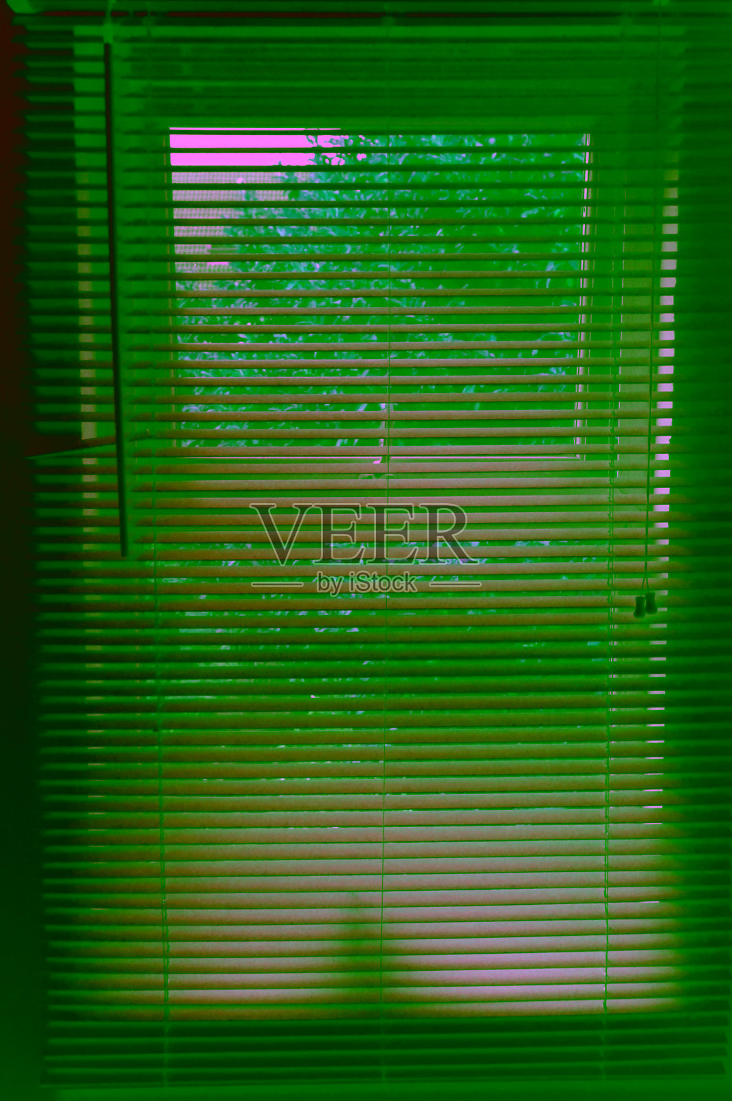 伦敦,英国,电动蓝窗景配百叶窗照片摄影图片