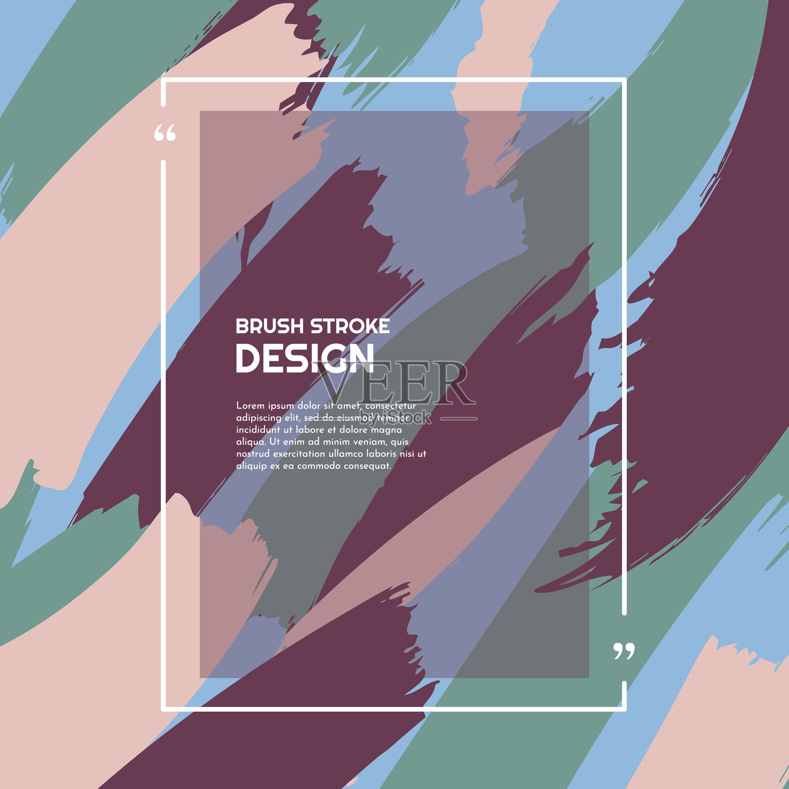 水墨笔触背景,带文字边框插画图片素材