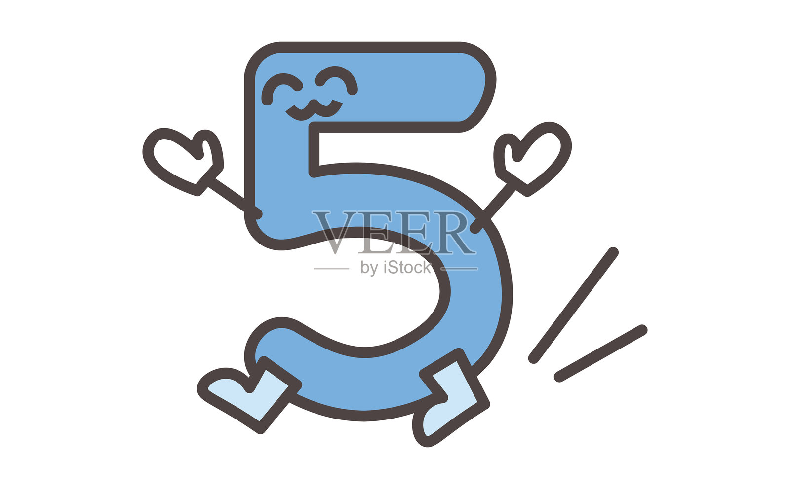 可爱的数字5卡通插画插画图片素材