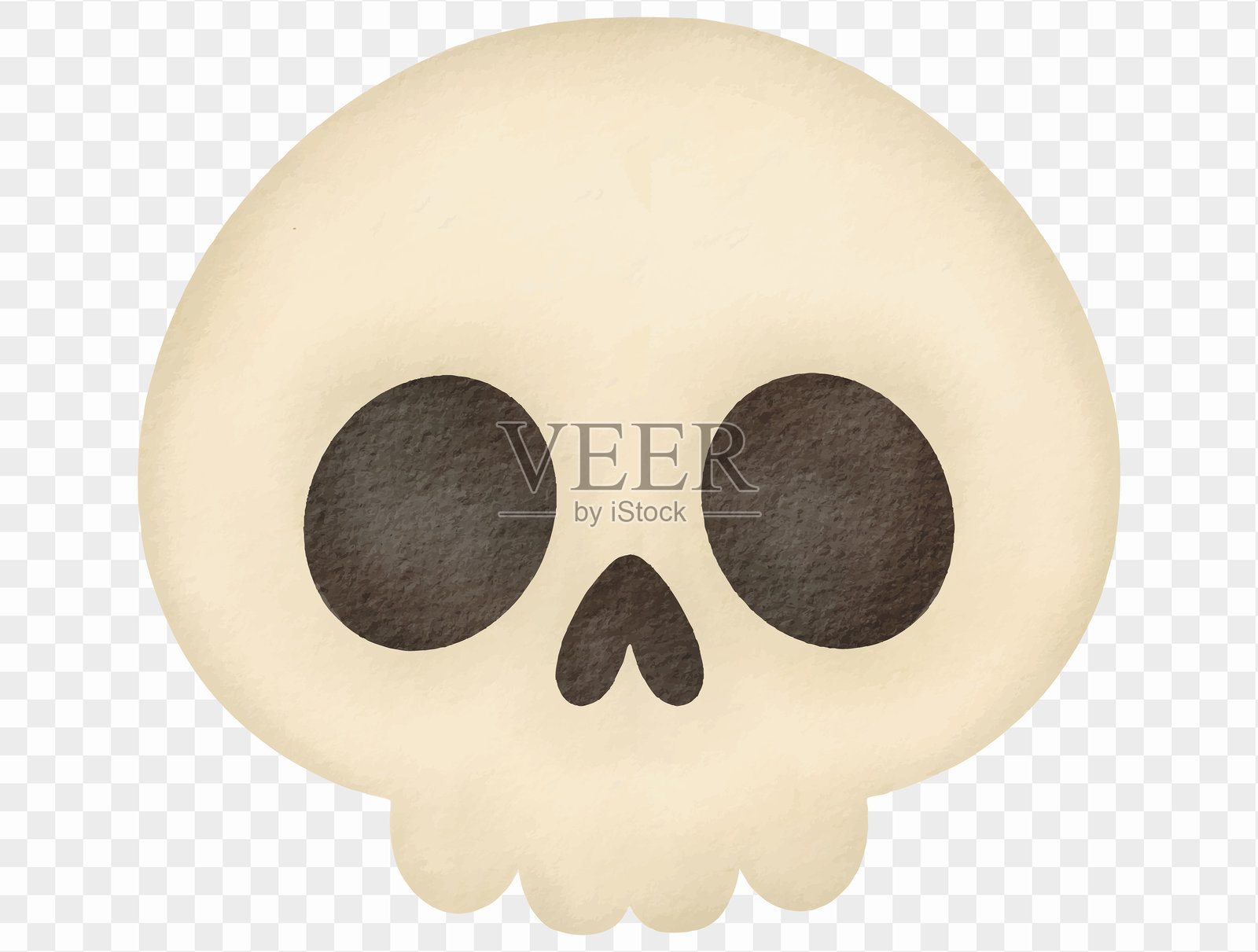 可爱的水彩风格骷髅万圣节剪贴画,用于制作诡异装饰的矢量图。插画图片素材