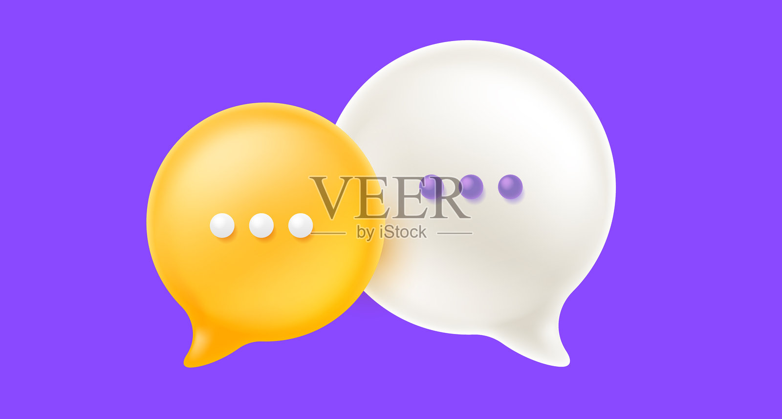 两个圆形对话气泡的矢量插画,带有字母d插画图片素材