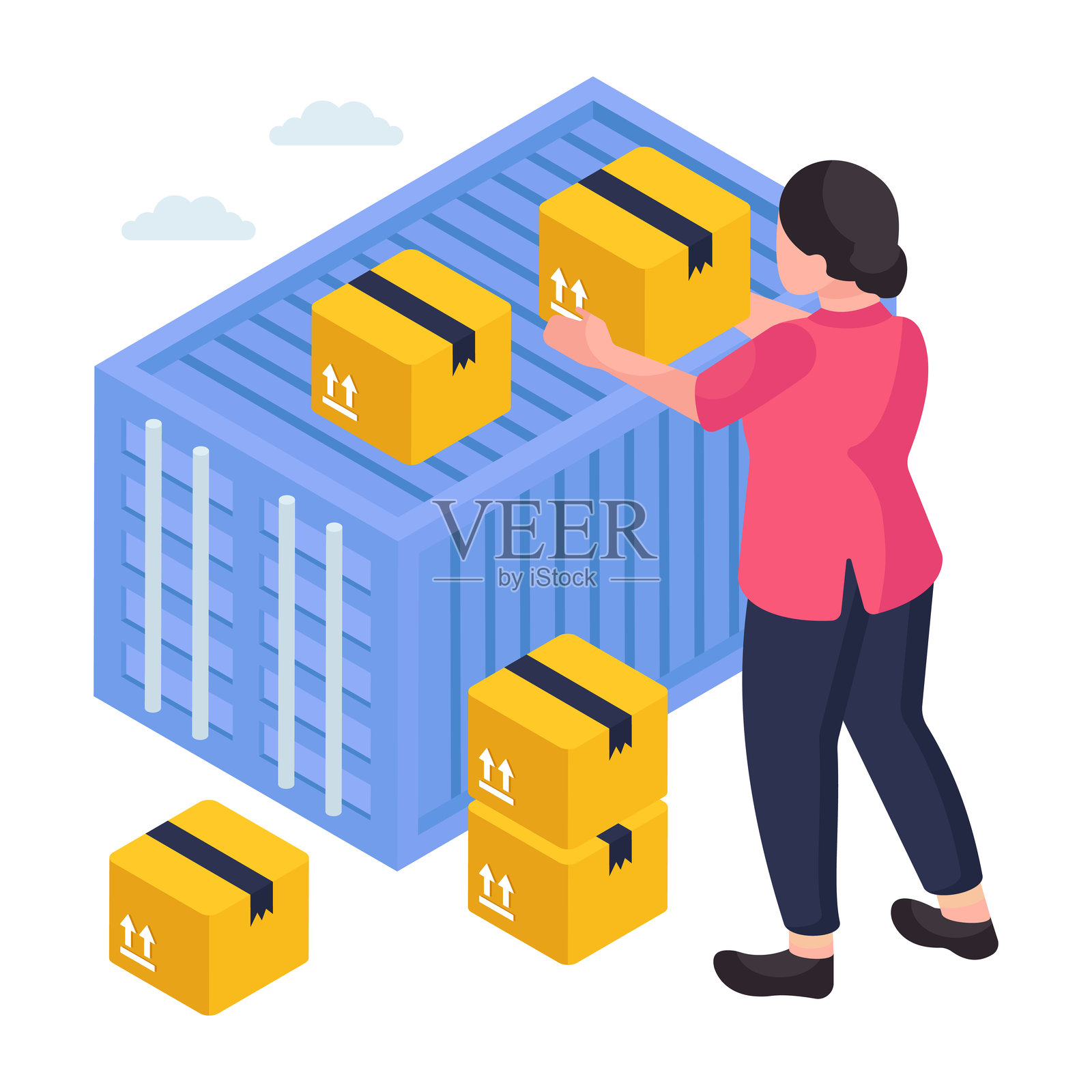 集装箱的插画设计插画图片素材