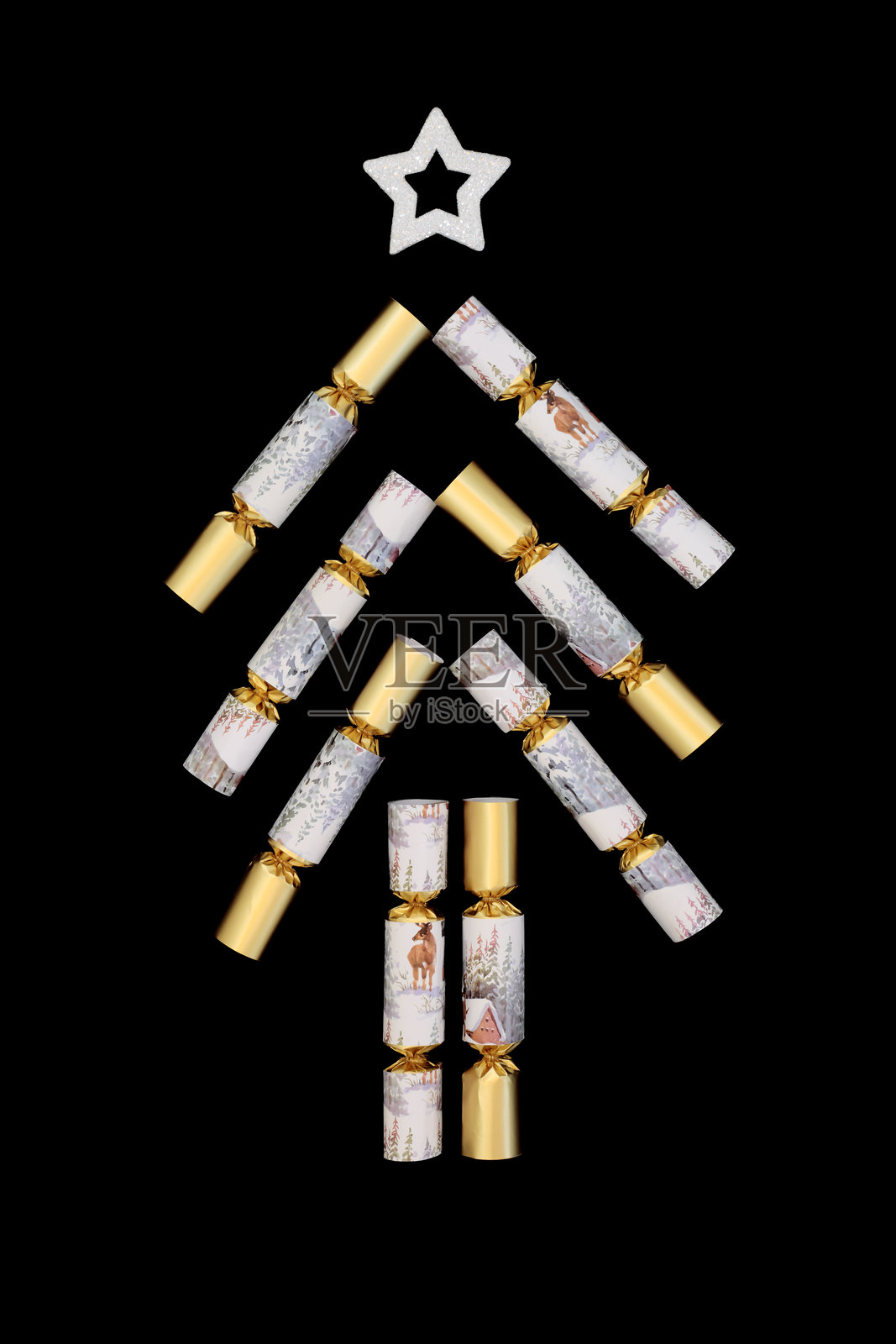 圣诞拉炮抽象节日树设计照片摄影图片