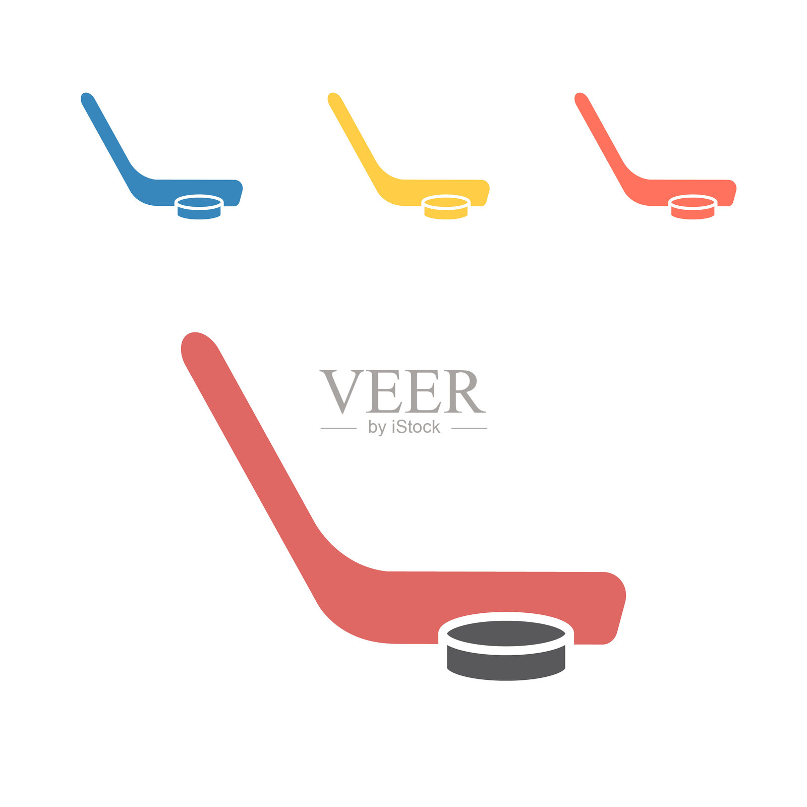 曲棍球杆和球图标。网页图形的矢量标志。插画图片素材