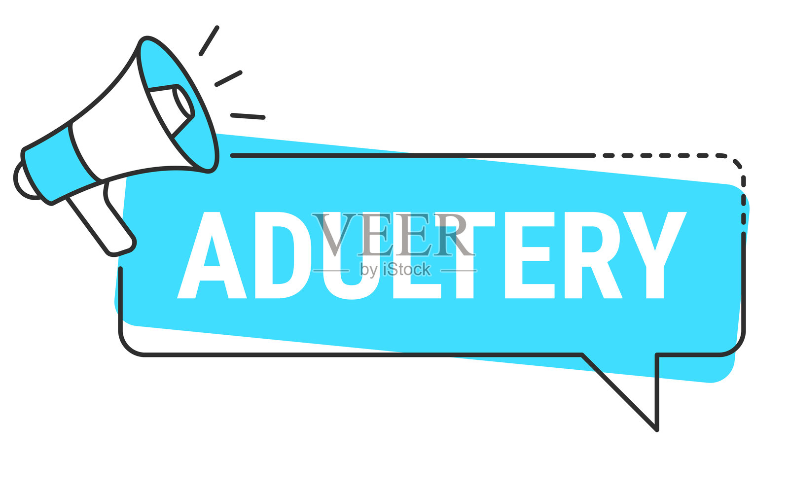 婚外情 - 白色背景上的对话气泡和扩音器插画图片素材