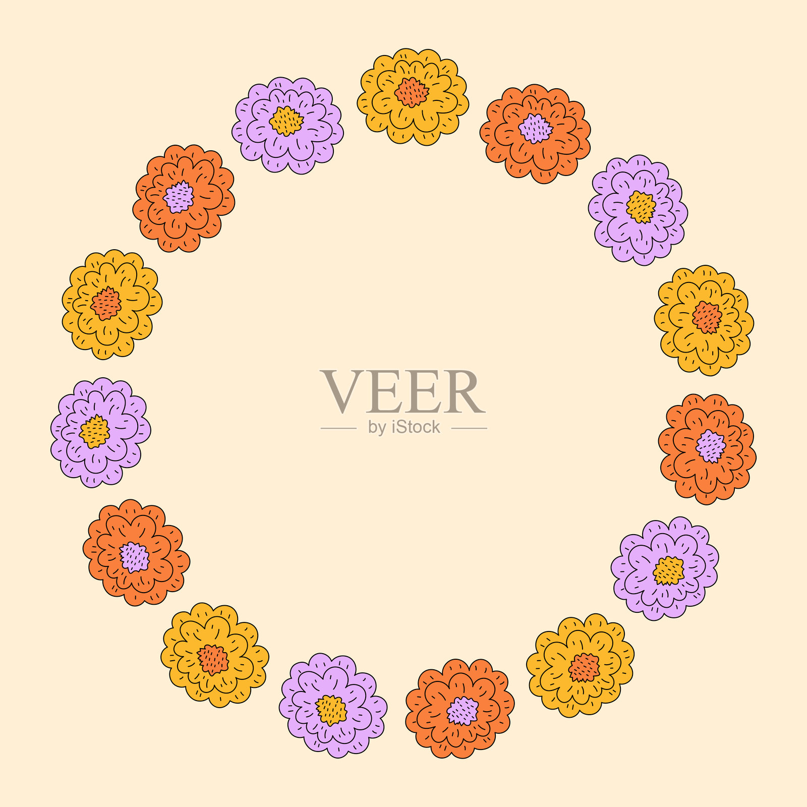 复古雏菊花环插画图片素材