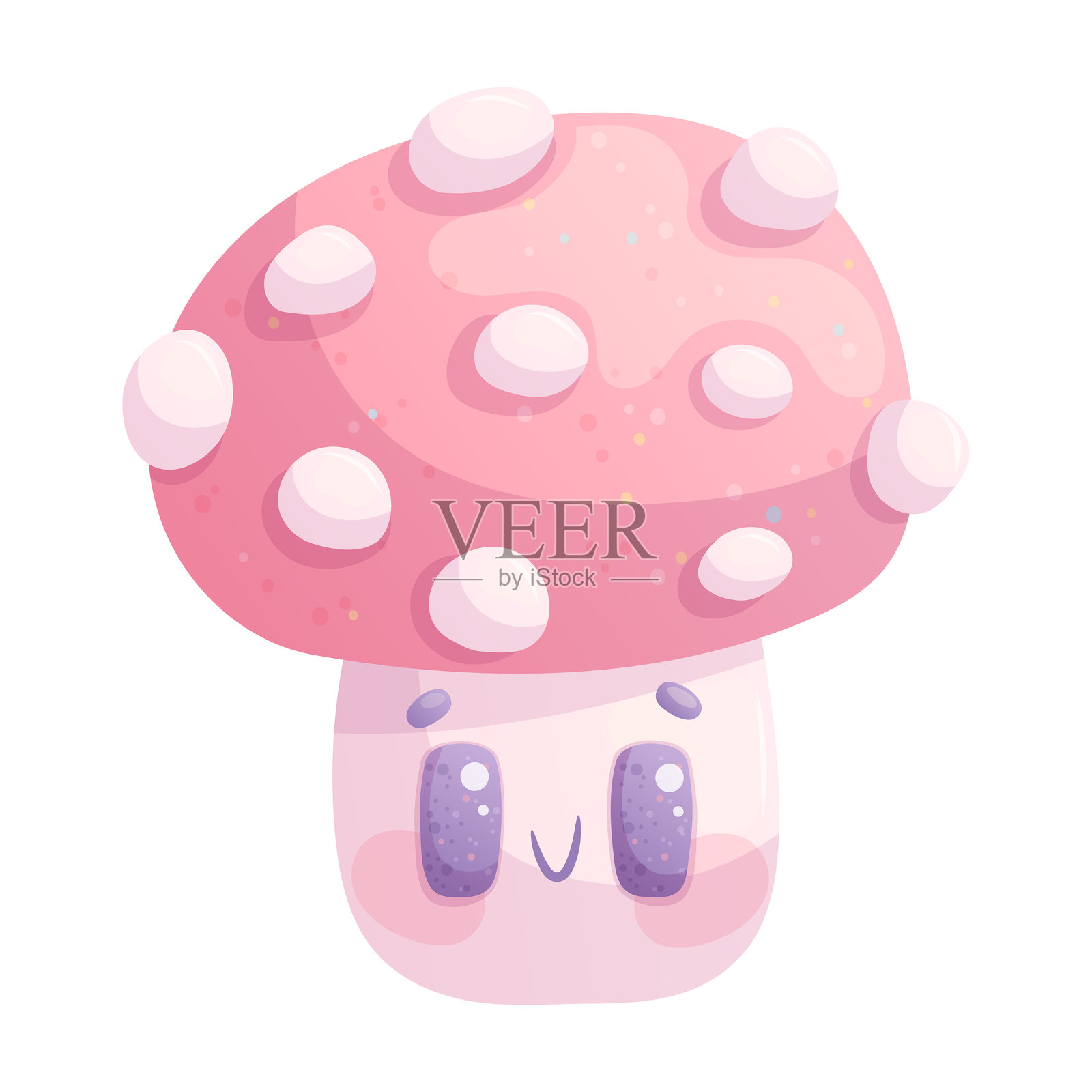 白色背景上可爱而快乐的毒蝇伞。蘑菇。秋季、万圣节概念。儿童卡通矢量插画插画图片素材