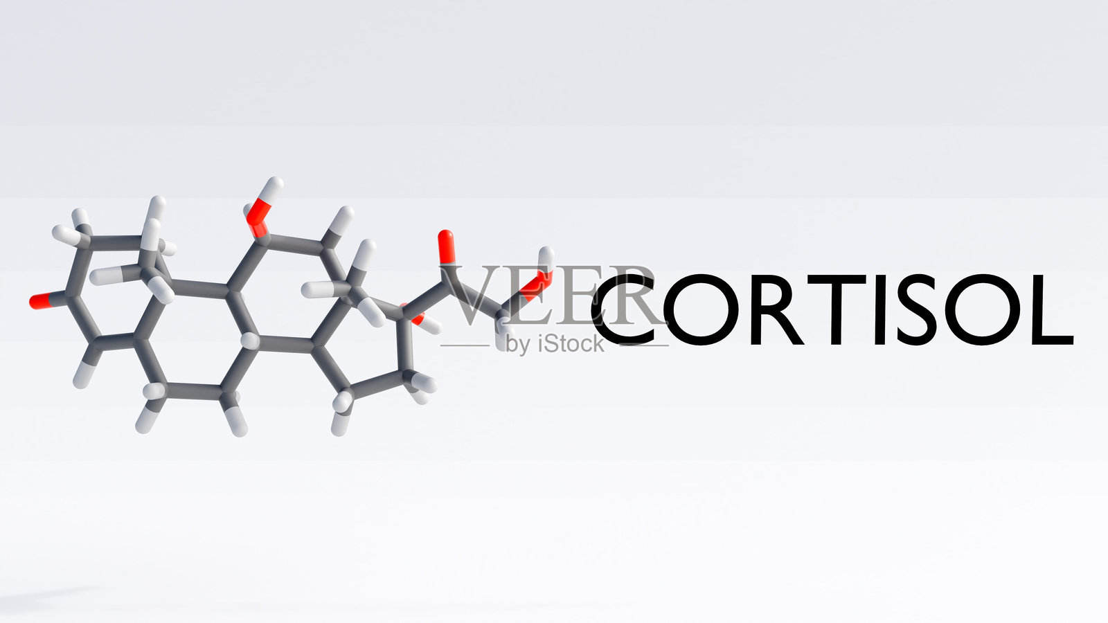 孤立的皮质醇分子3D渲染图照片摄影图片
