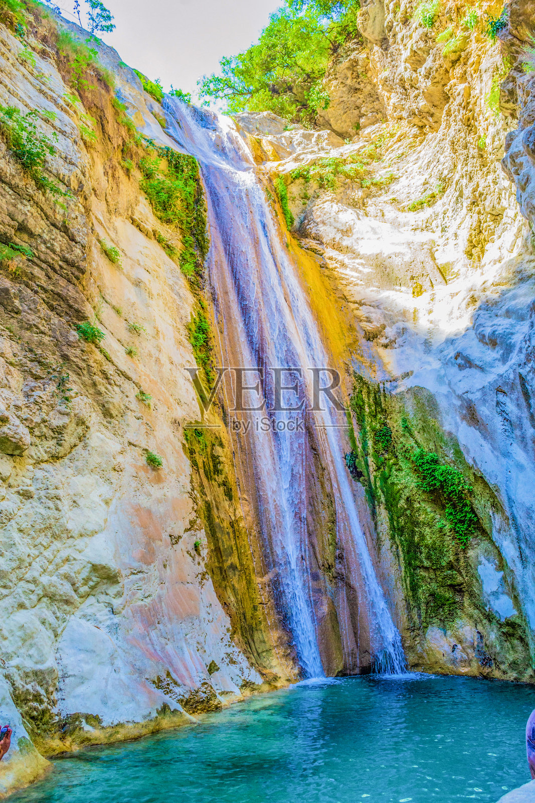希腊爱奥尼亚群岛莱夫卡达岛的尼德里瀑布照片摄影图片
