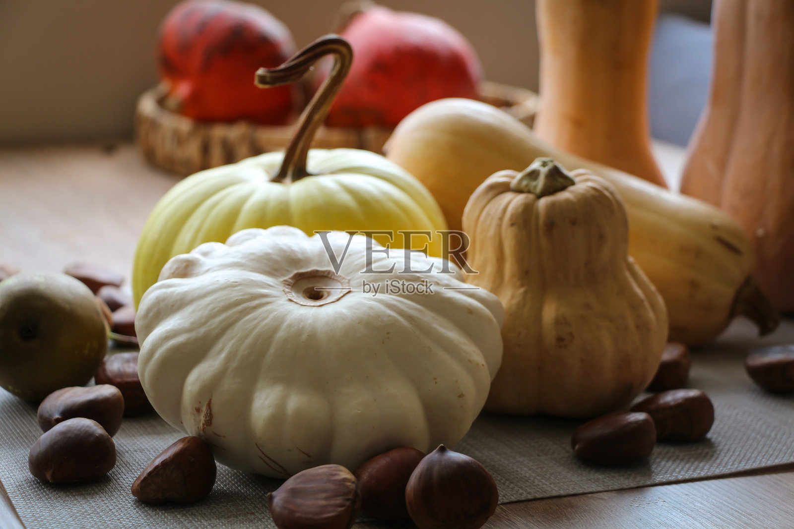 秋季静物画,描绘栗子照片摄影图片