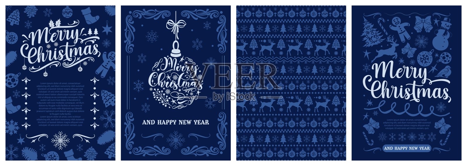 喜庆的节日圣诞贺卡设计插画图片素材