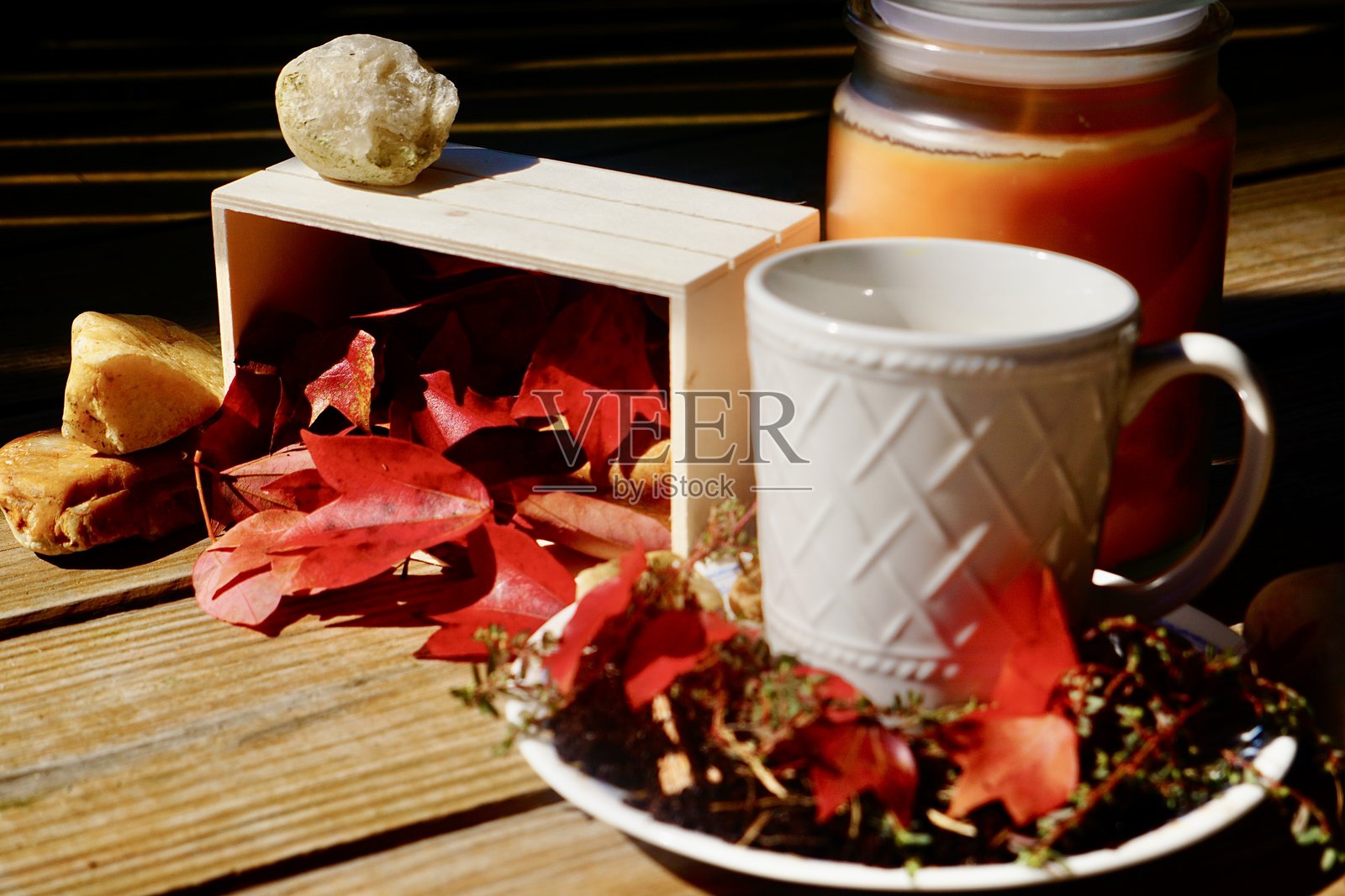 秋季主题咖啡角照片摄影图片