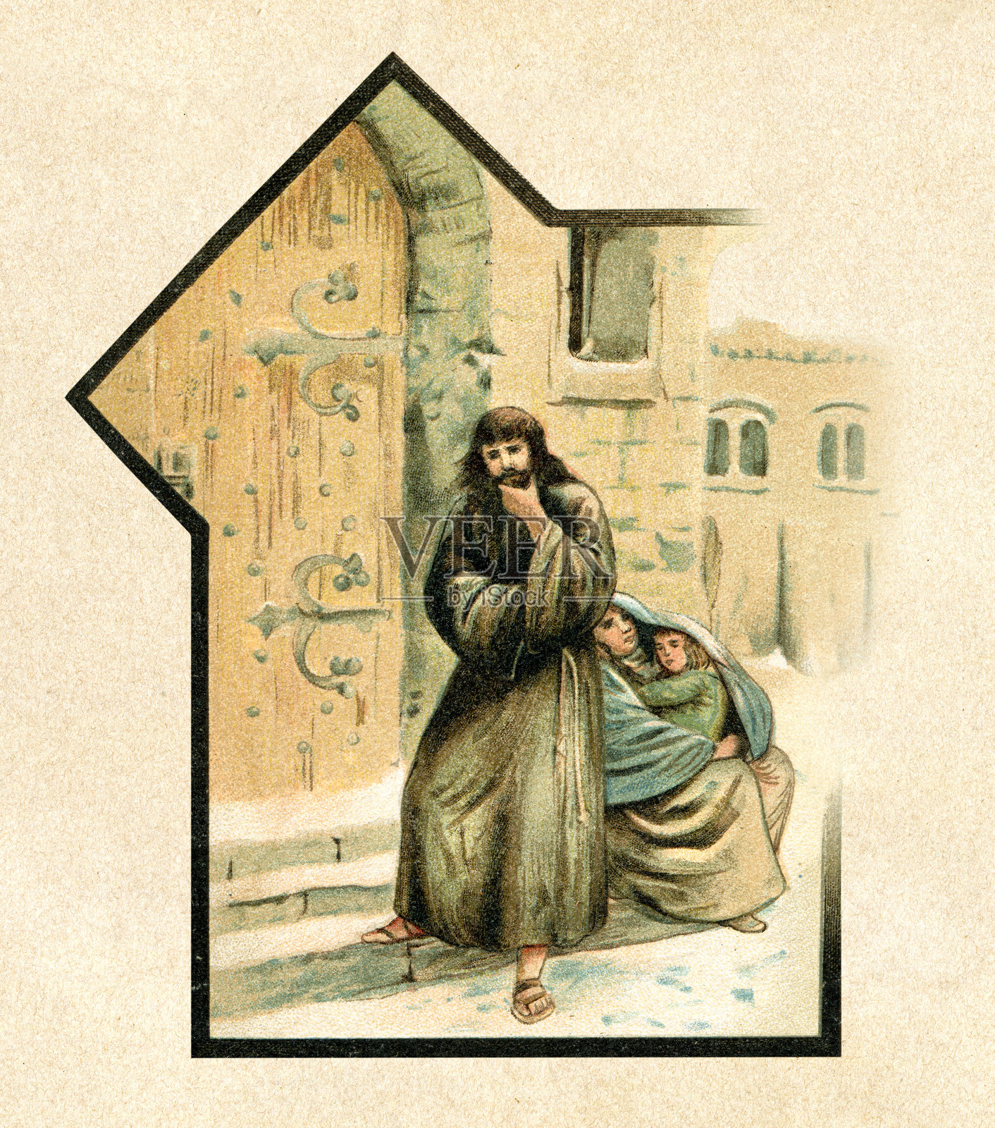 亨利四世于1077年前往卡诺莎插画图片素材