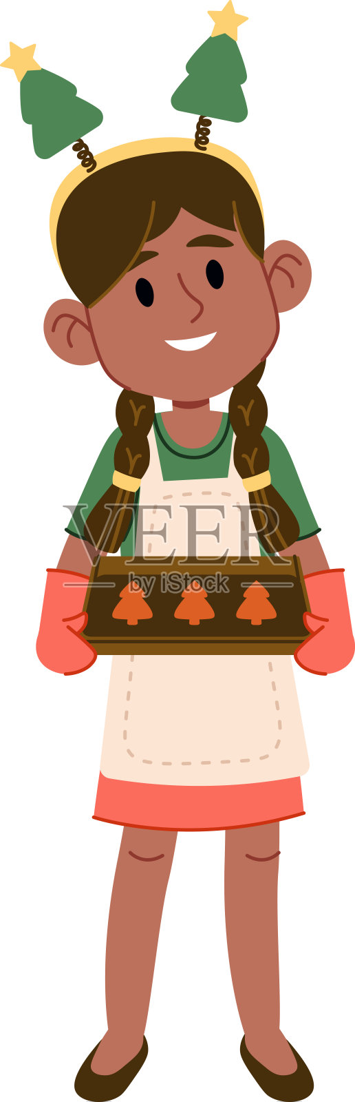 221个元素:孩子们在制作圣诞饼干插画图片素材