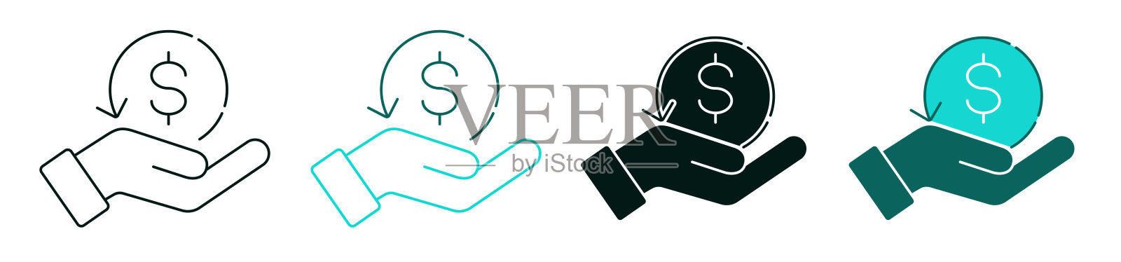 投资回报率图标集。商业、营销或技术概念。适用于网页和用户界面的线条、纯色或黑色符号。投资回报象征。白色背景。可编辑的矢量描边插图。非常适合应用程序和数字平台。插画图片素材