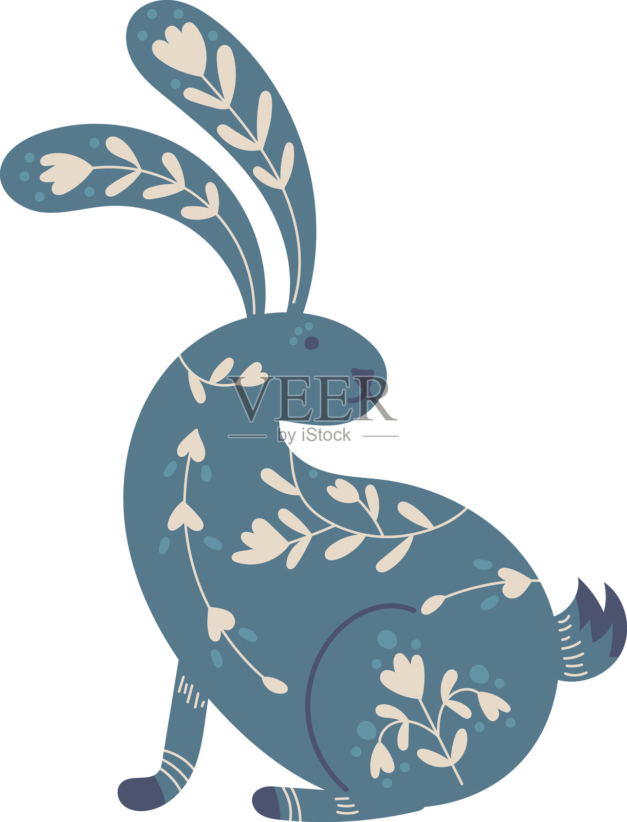 斯堪的纳维亚民间风格的冬季动物元素插画图片素材