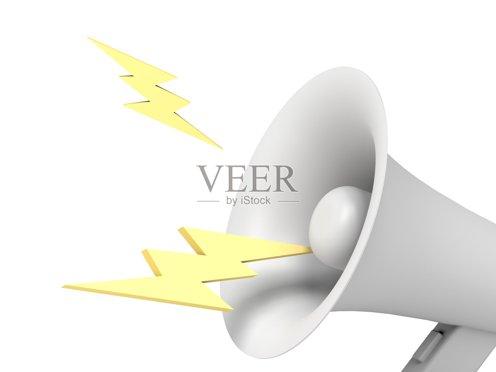 白色的扩音器,孤立在白色的背景上。照片摄影图片