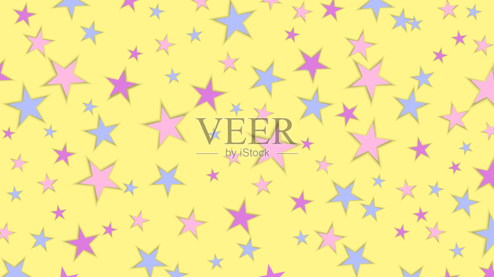 Abstract colorful stars repeat pattern colorful on yellow background.插画图片素材