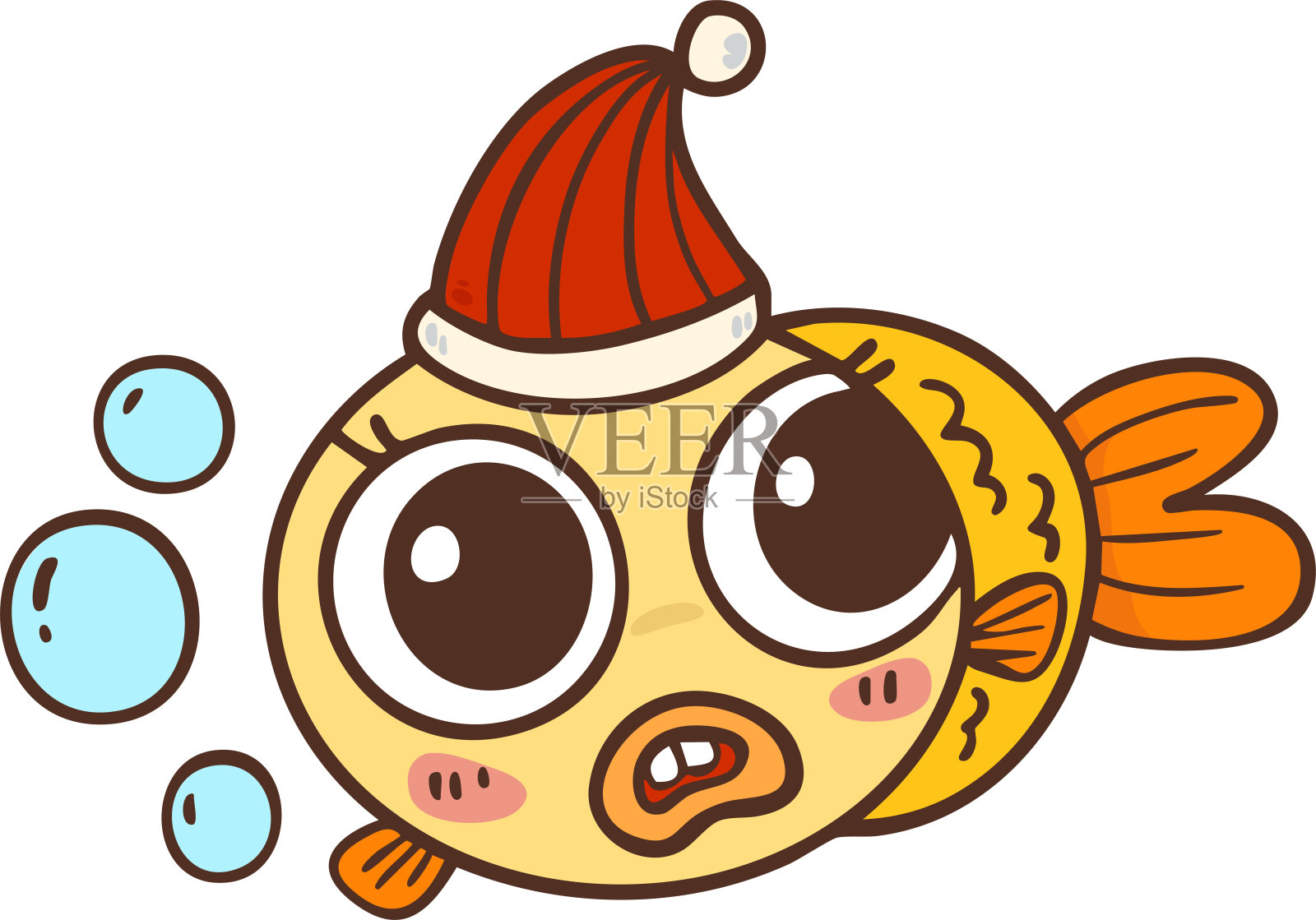 圣诞节 可爱 鱼 卡通 涂鸦 手绘插画图片素材