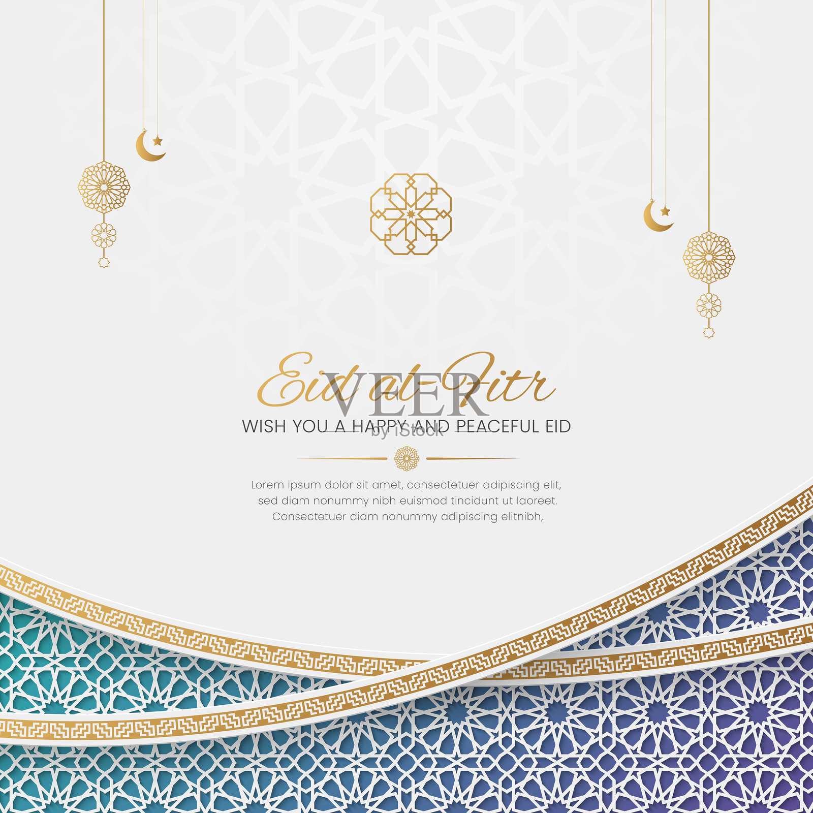 开斋节快乐伊斯兰社交媒体帖子模板插画图片素材