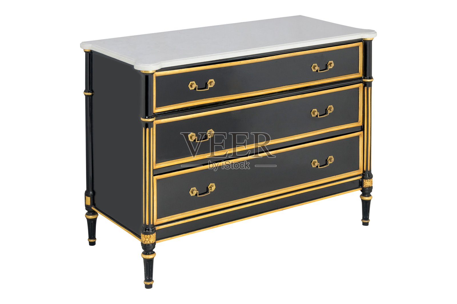 黑白色梳妆台家具,孤立的照片摄影图片