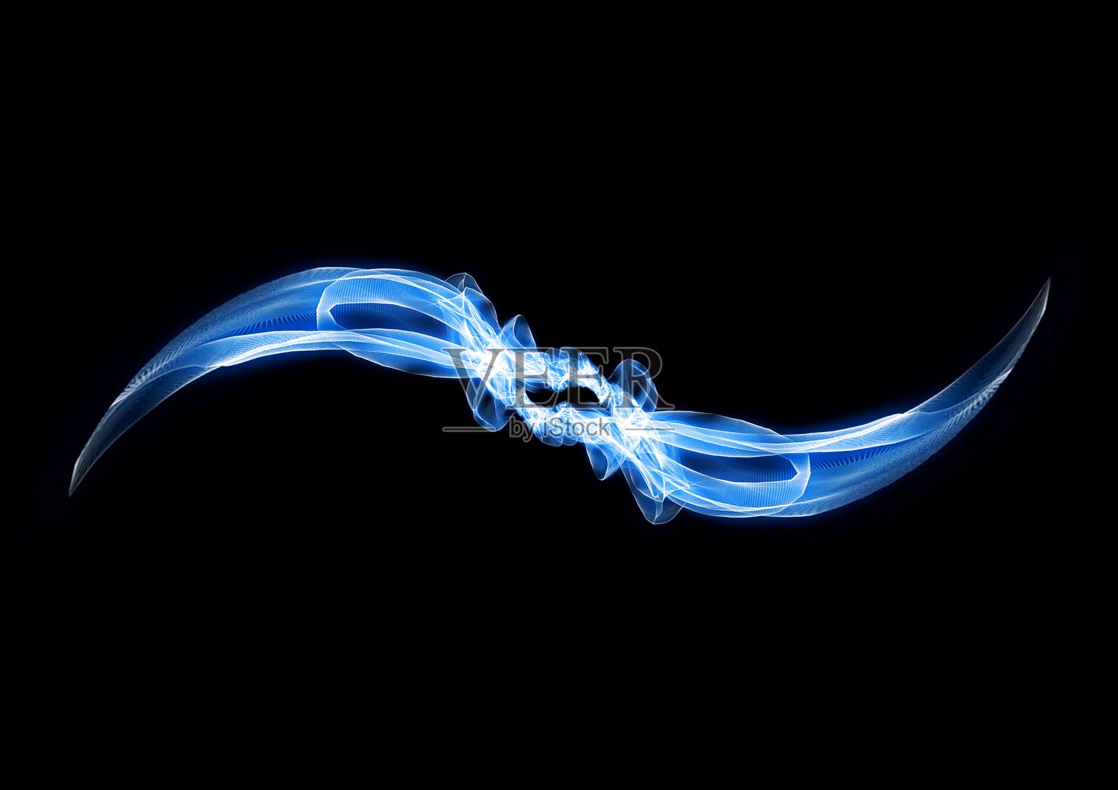 蓝色发光烟雾波浪的 3D 插图照片摄影图片