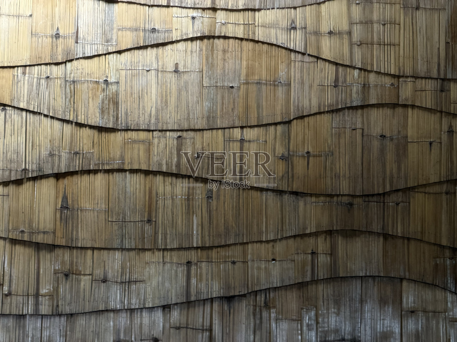 自然竹墙纹理,带有波浪图案设计照片摄影图片