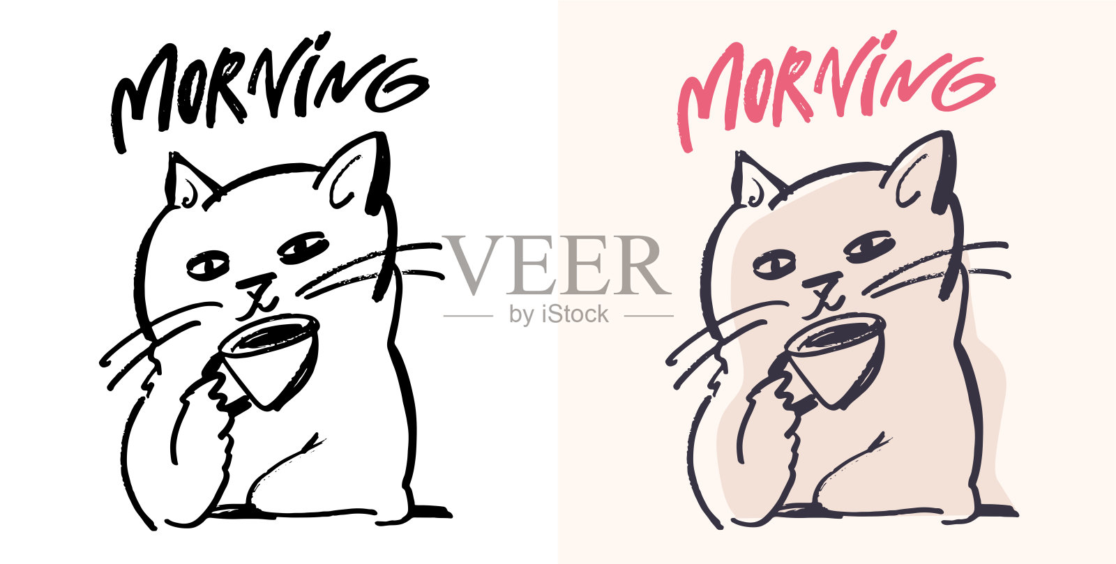 时尚有趣的涂鸦手绘文字。适用于T恤设计、马克杯印花、包袋印花、服装时尚。100%手绘矢量图。插画图片素材