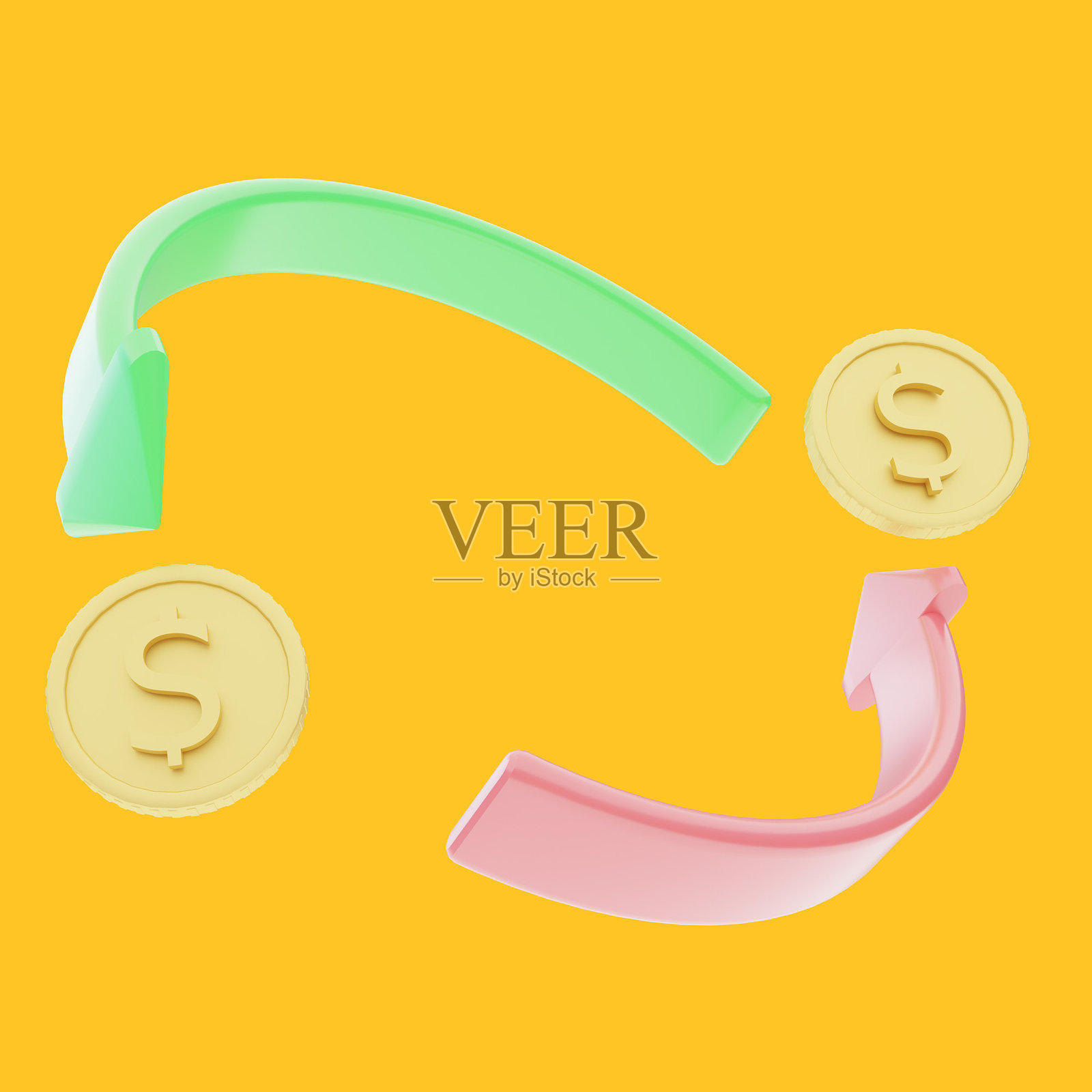 商业现金流的3D插画,用于图标和符号。3D渲染。照片摄影图片